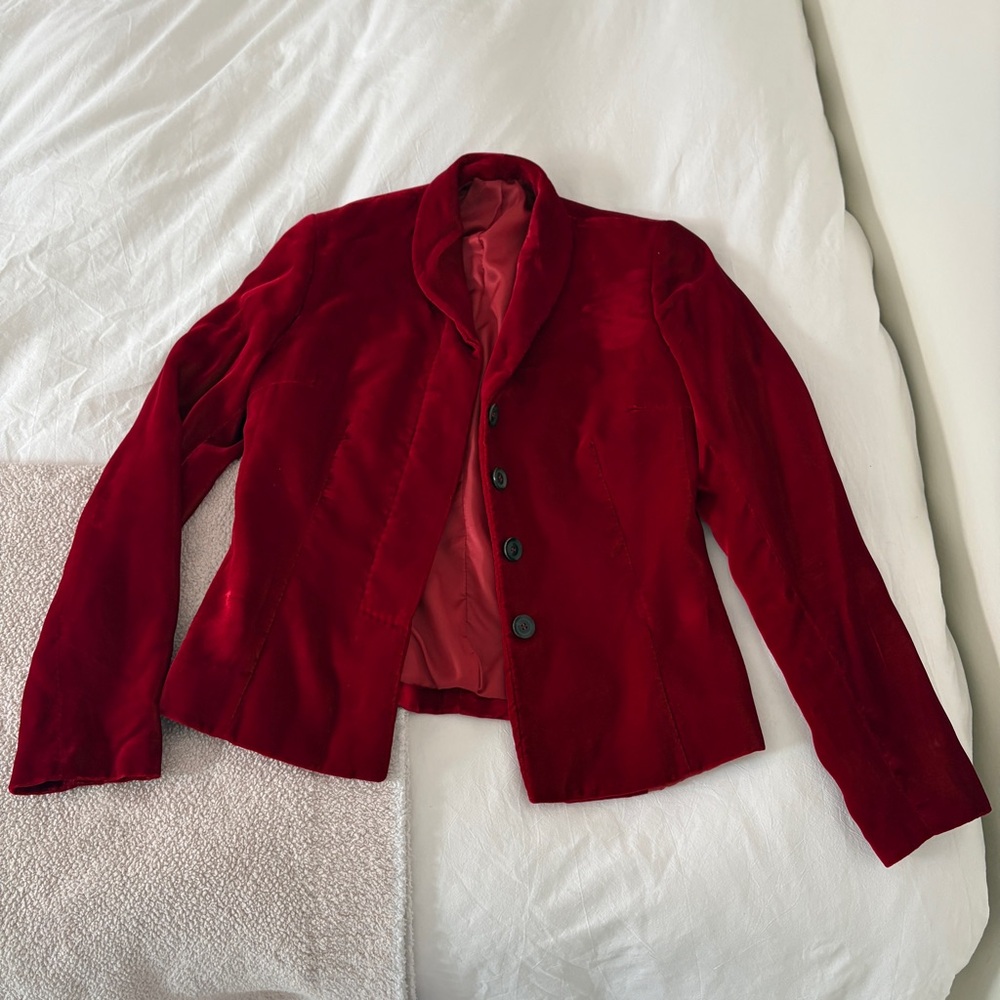 Vintage Gucci Velvet Blazer / Red Velvet Jacket / Tom Ford Era Size 42